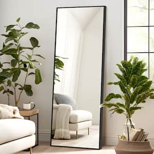 16 in. W x 51 in. H Metal Framed Full Length Mirror Wall Mounted Free Standing or Leaning Against the Wall in Black