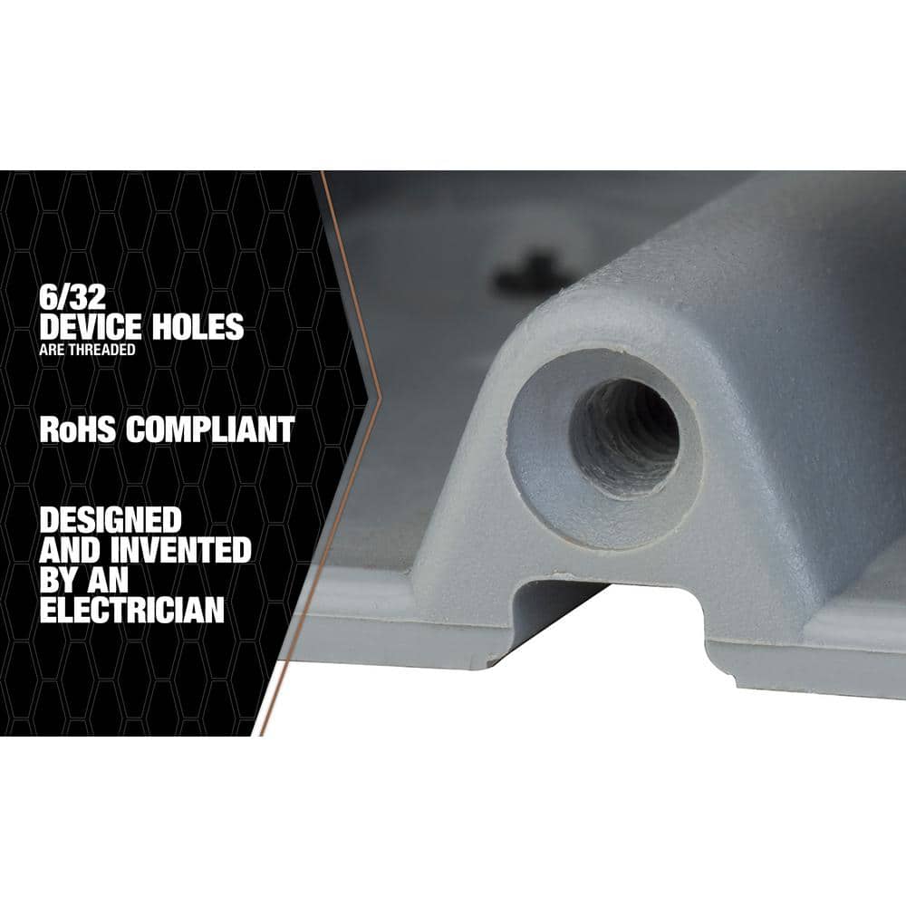 Gray PVC Adjustable Depth Low Voltage Box with Leveling Tab