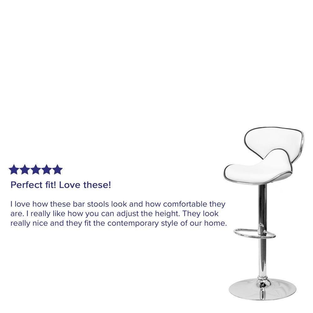 ErgoCurve Swivel White Vinyl & Chrome Adjustable Barstool