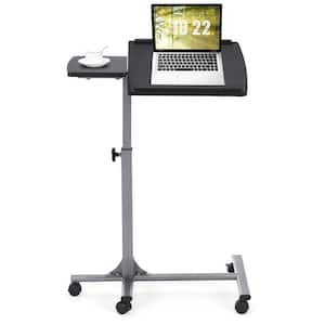 23.5 in. Black Mobile Laptop Desk Stand on Wheels Height Adjustable Overbed Sofa Side Table