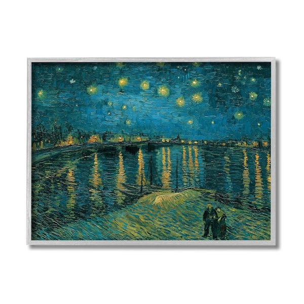 Stupell Industries "Classic Starry Night Over the Rhone Van Gogh Painting" by Vincent Van Gogh Framed Nature Wall Art Print 11 in. x 14 in.