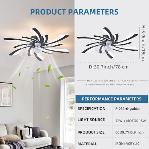 31 in. Smart Indoor Black Ceiling Fan with Integrated LED with Remote Control Ceiling Fans