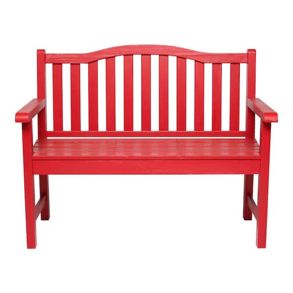 Shine Company Belfort II 45 in. Chili Red Wood Outdoor Bench