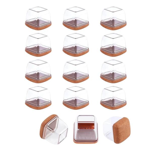 16-Pack Square Silicone Chair Leg Floor Protectors with Felt Pads for Hardwood Floors (Fit: 1-1/16" to 1-7/16")