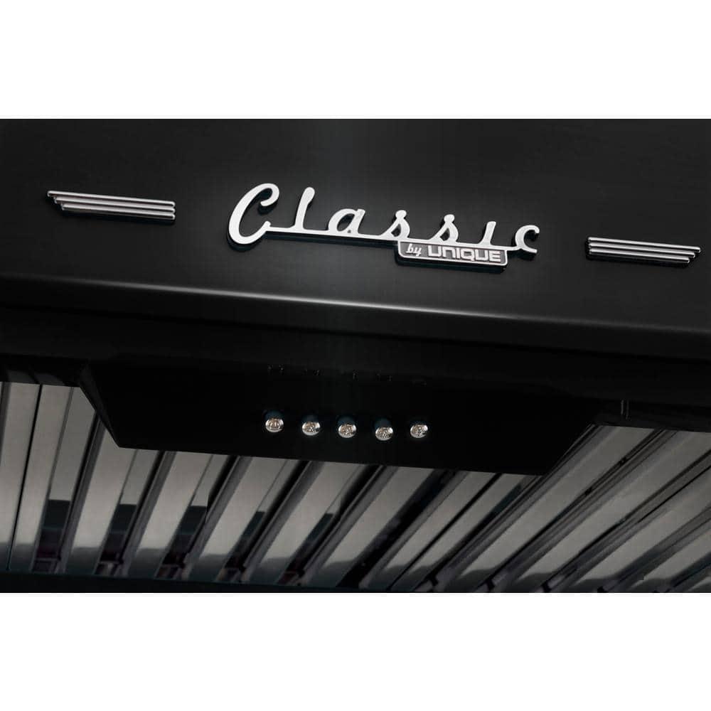 Classic Retro 24" Midnight Black Stainless Steel Under Cabinet Range Hood