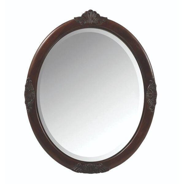 Home Decorators Collection Winslow 30 in. W x 37 in. H Single Framed Oval Mirror in Antique Cherry