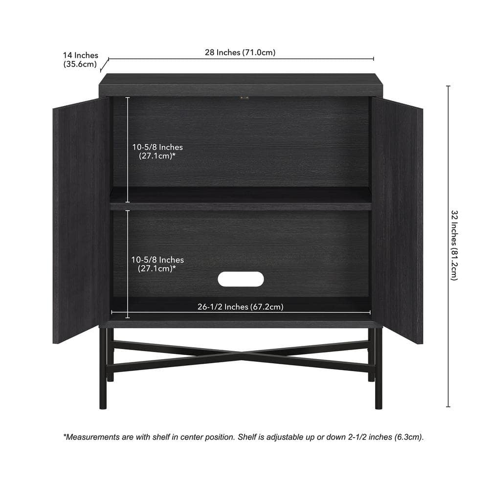 Brighton 28" Charcoal Gray Ribbed Accent Cabinet with Adjustable Shelving