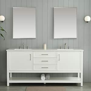 Arlo 72 in. W x 22 in. D x 34 in. H Bath Vanity in White with Engineered Stone Top in Ariston White with White Sinks