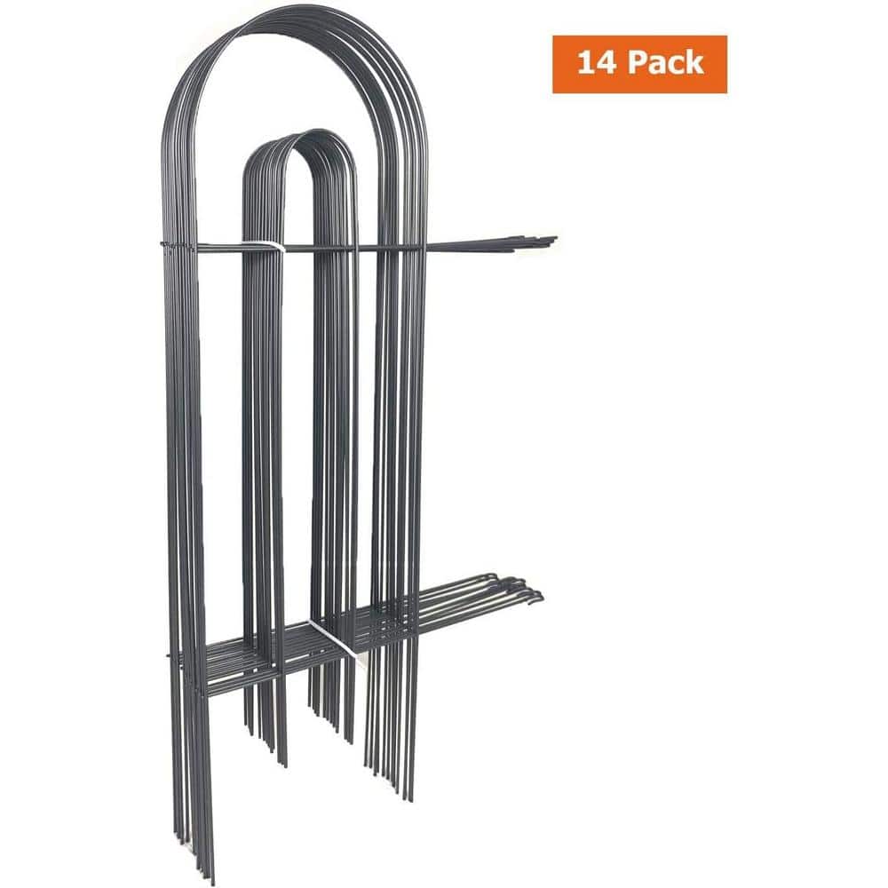 Glossy Black Metal No-Dig Garden Fence Edging Set