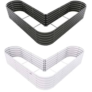 6.75 ft.. L x 6.75 ft.. W x 1.5 ft.. H White and Gray Heart-Shaped Steel Outdoor Garden Bed (2 Pack)