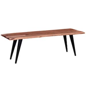 Palmerston Brown/Black Acacia Solid Wood Backless Dining Bench 58 in W x 18 in.H