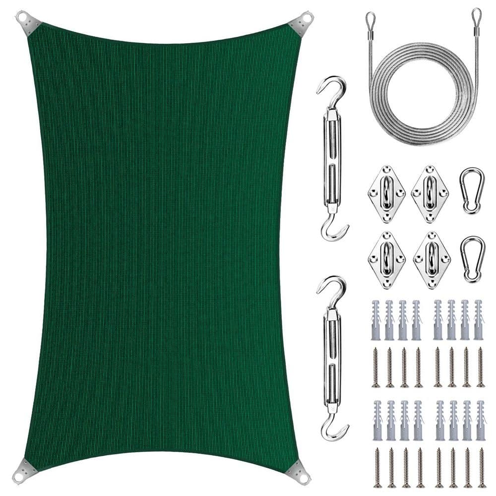 Super Ring 20 ft. x 20 ft. Sun Shade Sail with Hardware Kit and Cable-Green price history on PriceWatchPro