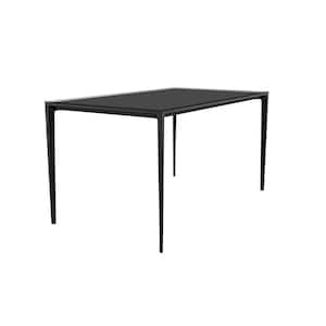 Avo Mid-Century Modern 71 in. Rectangular Dining Table with Black Aluminum Legs (Clear)