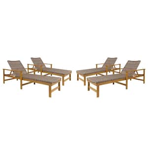 Hampton Natural 4-Piece Wood Outdoor Chaise Lounge