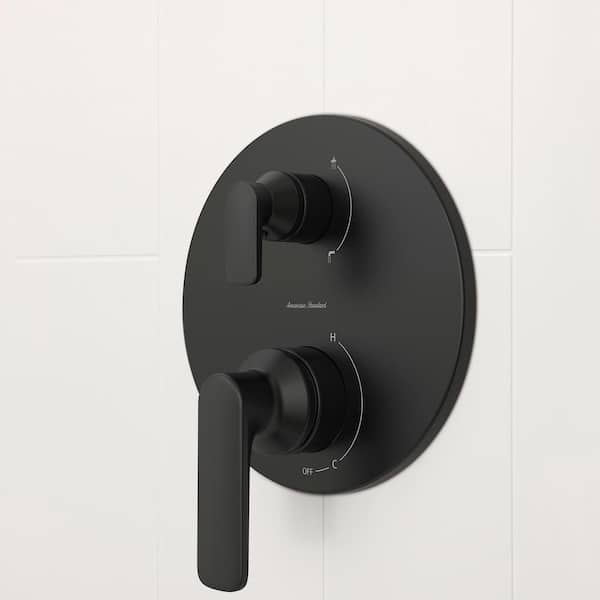 Aspirations 2-Handle Wall Mount Valve Trim in Matte Black (Valve Not Included)