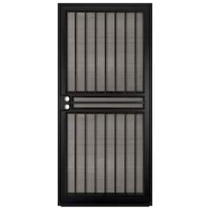 36 in. x 80 in. Guardian Black Surface Mount Outswing Steel Security Door with Insect Screen