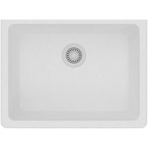 Quartz Classic White Quartz 24.625 in. Single Bowl Undermount Kitchen Sink