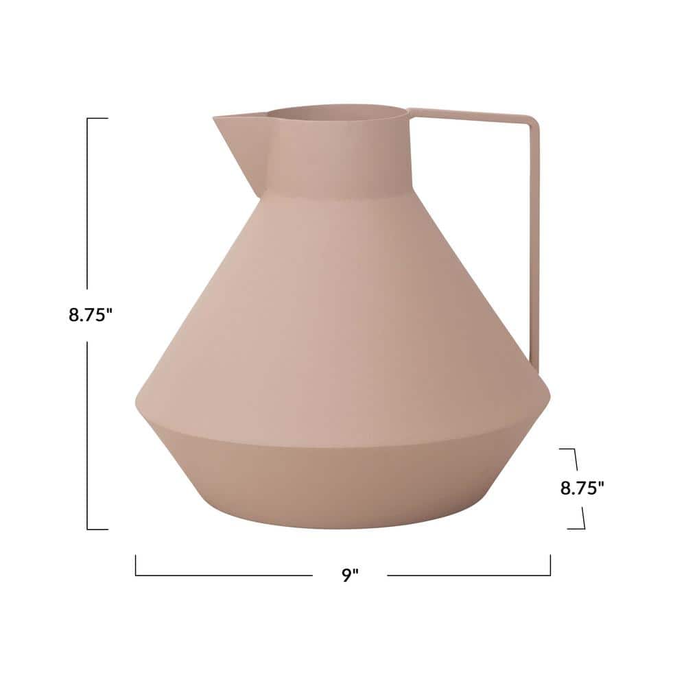 Matte Beige Textured Iron Decorative Pitcher with Handle