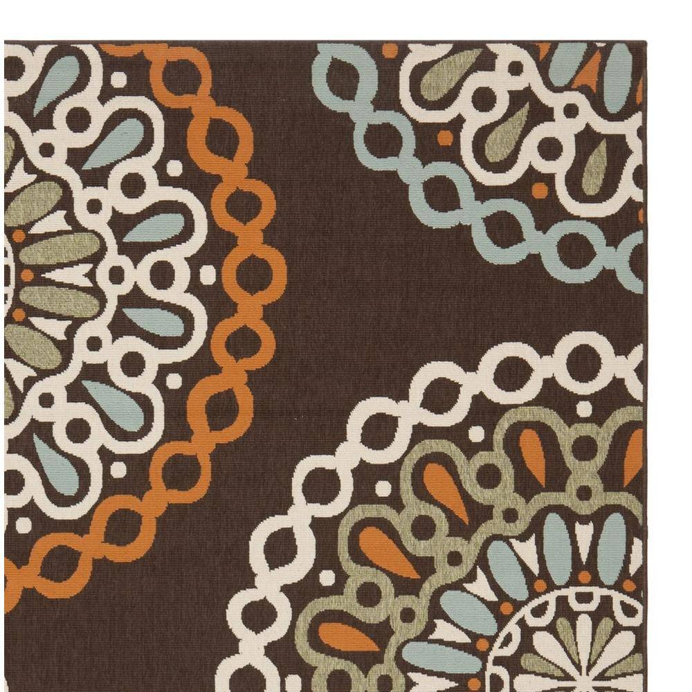 Chocolate and Terracotta Floral Reversible Rectangular Rug