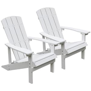 White Outdoor Lounger HIPS Plastic Adirondack Chair (2-Pack)