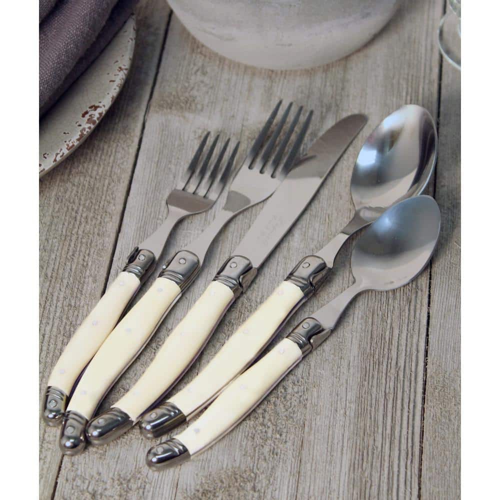 Off-White Stainless Steel 20-Piece Dinner Fork Set