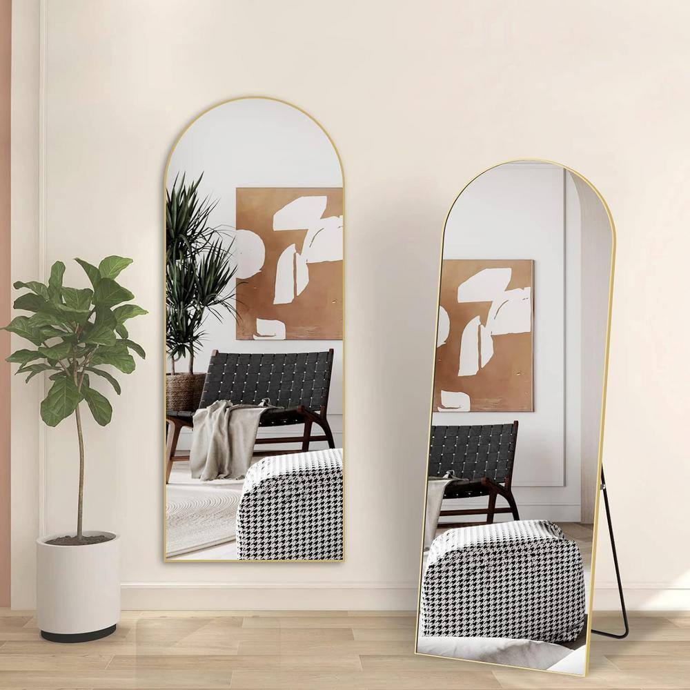 Contemporary 22 in. W x 65 in. H Arch Metal Frame Gold Stand Full