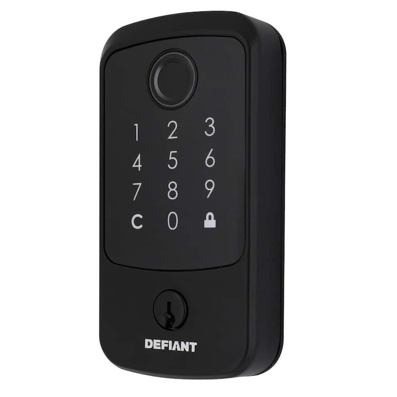 Hubspace Matte Black Square Biometric Fingerprint Electronic Touchpad Deadbolt