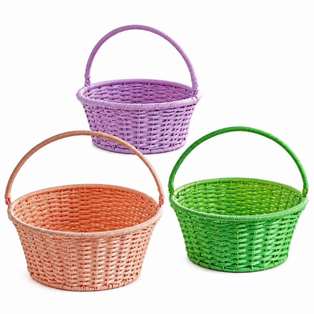 3-Piece Waterproof Woven Rattan Easter Basket Set in Pink, Green and Purple, Large Medium and Small Sizes price history on PriceWatchPro