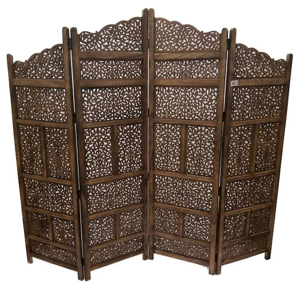 Handcrafted Mango Wood Modern Look Partition with Display Rack Set of 1  Piece