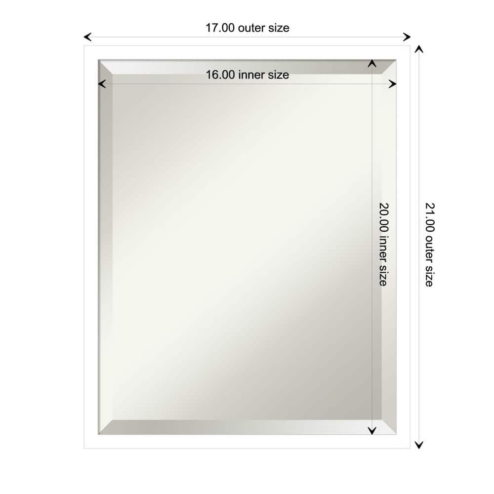 Svelte White Beveled Wood Rectangular Bathroom Vanity Mirror 17x21