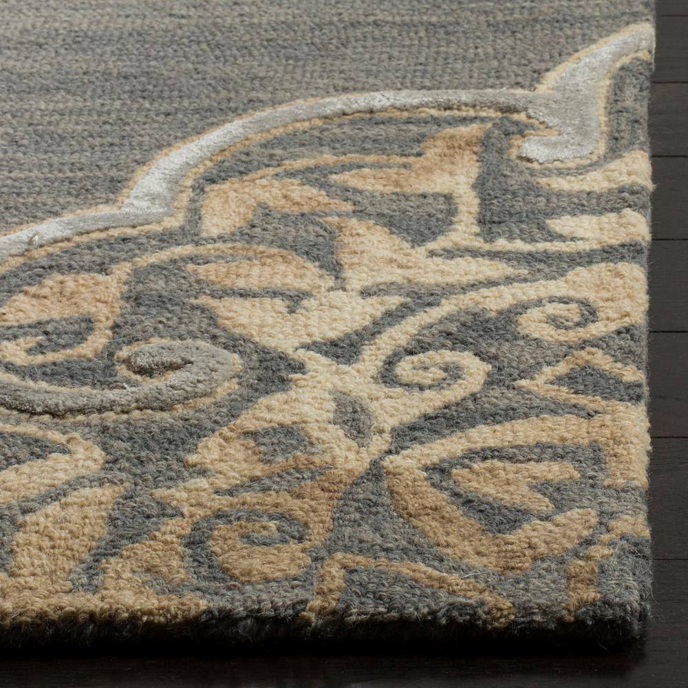 Slate & Beige Hand-Tufted Wool-Silk Blend Rectangular Rug