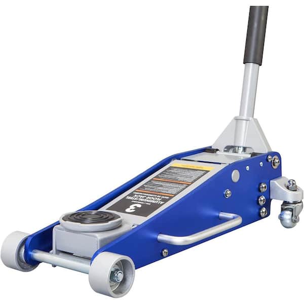 TCE 3-Ton Low-Profile Aluminum and Steel Floor Jack with Dual Piston Quick Lift Pump, Blue