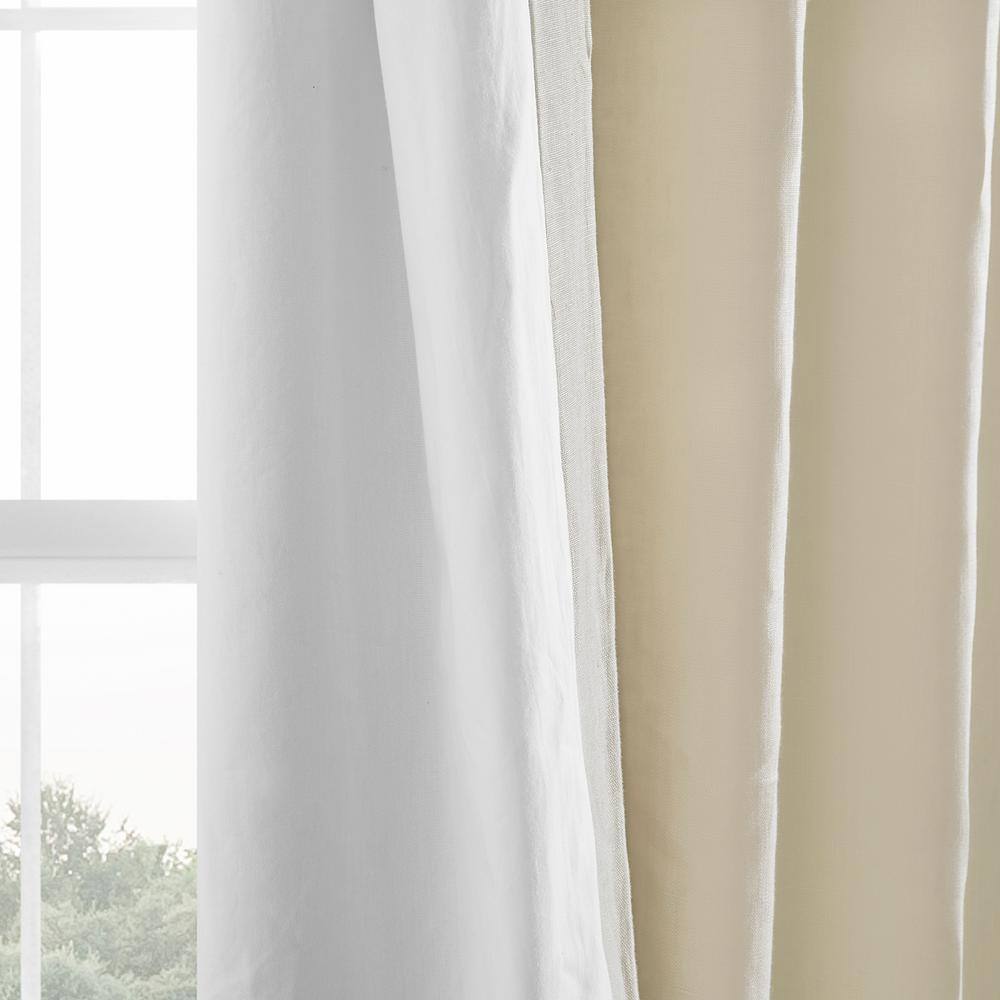 Ancient Ivory 84" French Linen Room Darkening Curtain Panel