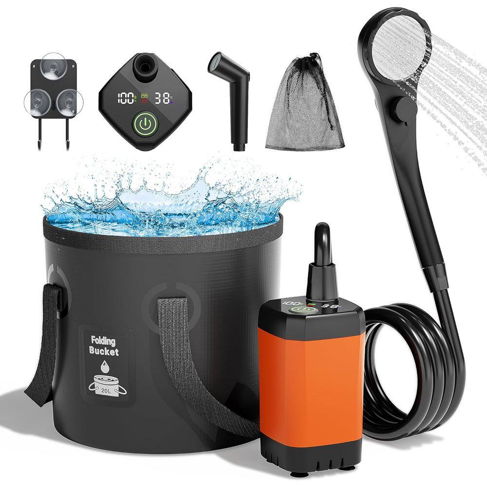 Portable Outdoor Camp Shower with 6000mAh Rechargeable Shower Pump