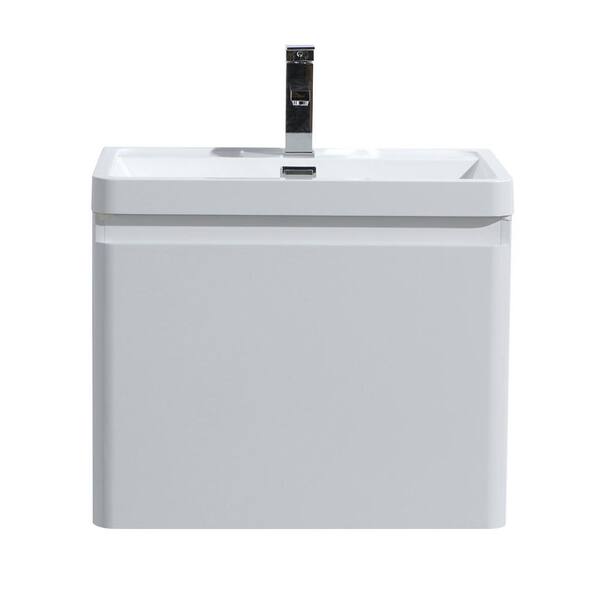 Moreno Bath Happy 24 in. W Bath Vanity in High Gloss White with Reinforced Acrylic Vanity Top in White with White Basin