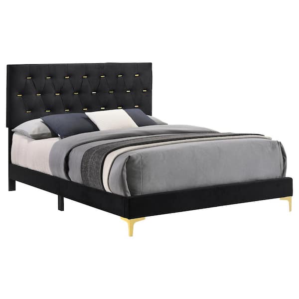 Coaster Kendall Black Upholstered Tufted Wood Frame California King Panel Bed