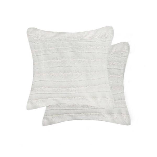 HomeRoots Josephine White Striped Cotton 18 in. x 18 in. Throw Pillow (Set of 2)