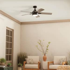 Tide 52 in. Indoor/Outdoor Olde Bronze Downrod Mount Ceiling Fan with Integrated LED with Remote Control