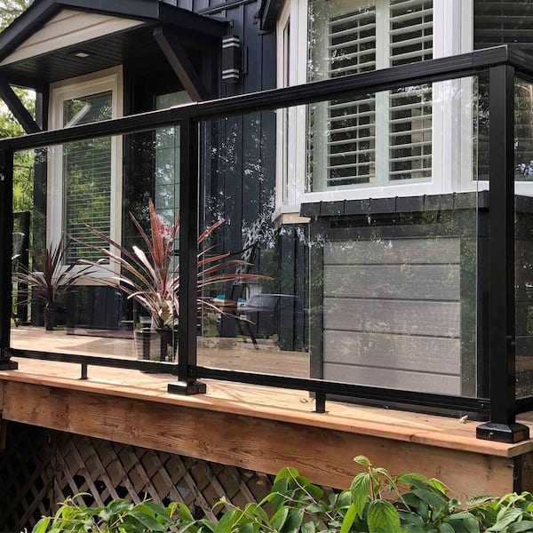 Peak Aluminum Railing 36-5/16 in. H x 24 in. W Aluminum Deck Railing Clear Tempered Glass Panel for 42 in. High System