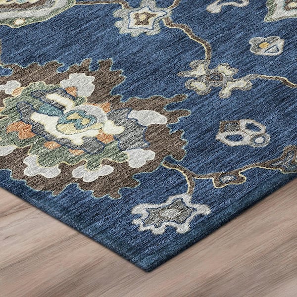 Chantille Machine Washable Indoor/Outdoor Abstract ACN2895 Navy 2 ft. x 7 ft. Runner Rug