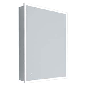 24 in. W x 30 in. H Rectangular Sliver Aluminum Surface Mount Door Lighted Medicine Cabinet with Mirror