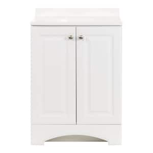 24.5 in. W x 18.6 in. D x 35.4 in. H Freestanding Bath Vanity in White with White Cultured Marble Top