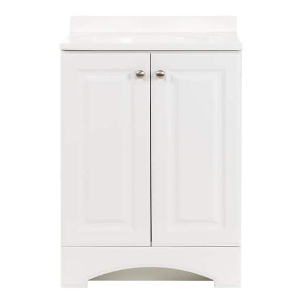 Glacier Bay 24.5 in. W x 18.6 in. D x 35.4 in. H Freestanding Bath Vanity in White with White Cultured Marble Top