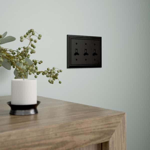 (1-Pack) Derby 3-Gang Matte Black Switch/Toggle Plastic Wall Plate