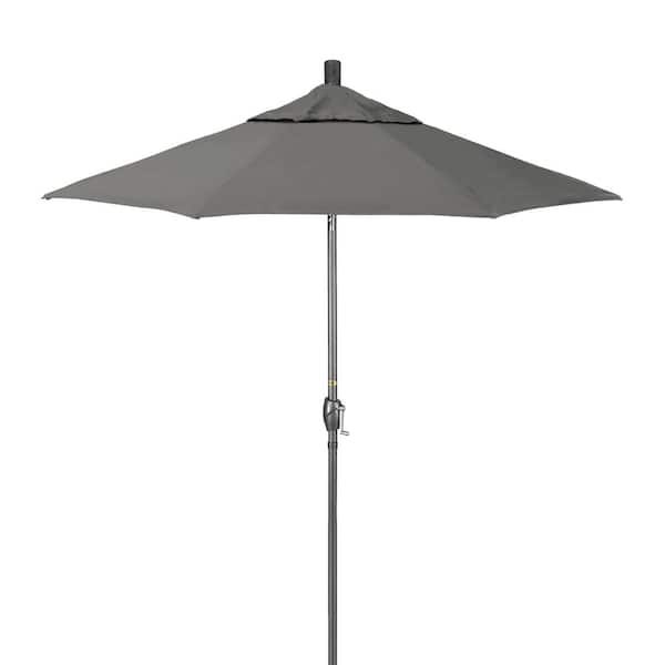 California Umbrella 7.5 ft. Grey Aluminum Market Patio Umbrella with Crank Lift and Push-Button Tilt in Zinc Pacifica Premium
