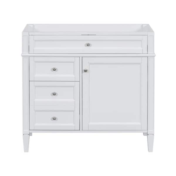 36 in. Classic Solid Wood Frame Bath Vanity Cabinet without Top in White with 2 Drawers and a Tip-out Drawer