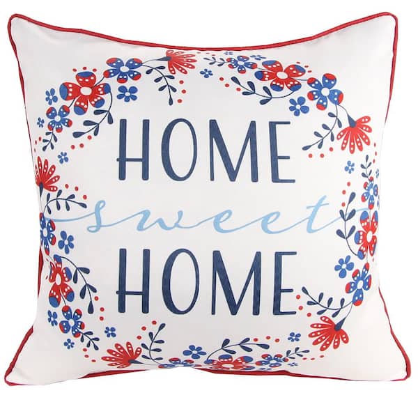 Jordan Manufacturing 18 in. L x 18 in. W x 5 in. T Reversible Outdoor Throw Pillow in Home Sweet Home