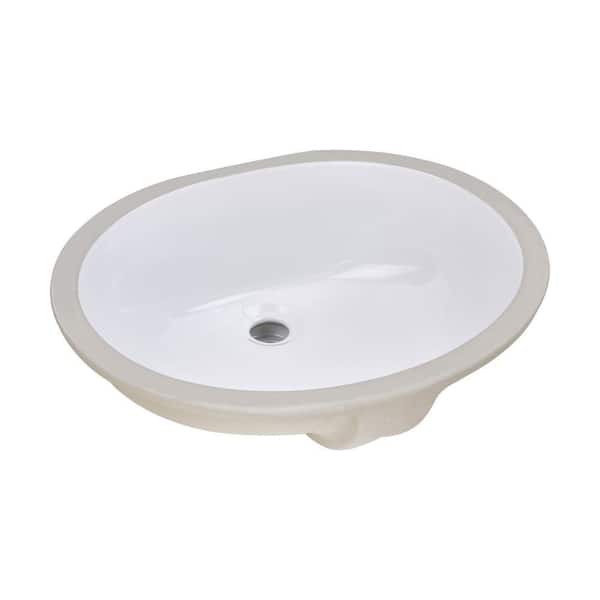 Rhythm Series 17 in. Oval Undermount Single Bowl Bathroom Sink in White