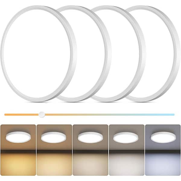 KOAOEIRS 12 in. White Ultra-Thin Integrated LED Flush Mount Closet Light 3600LM 3000K/3500K/4000K/5000K/6500K Selectable 4-Pack
