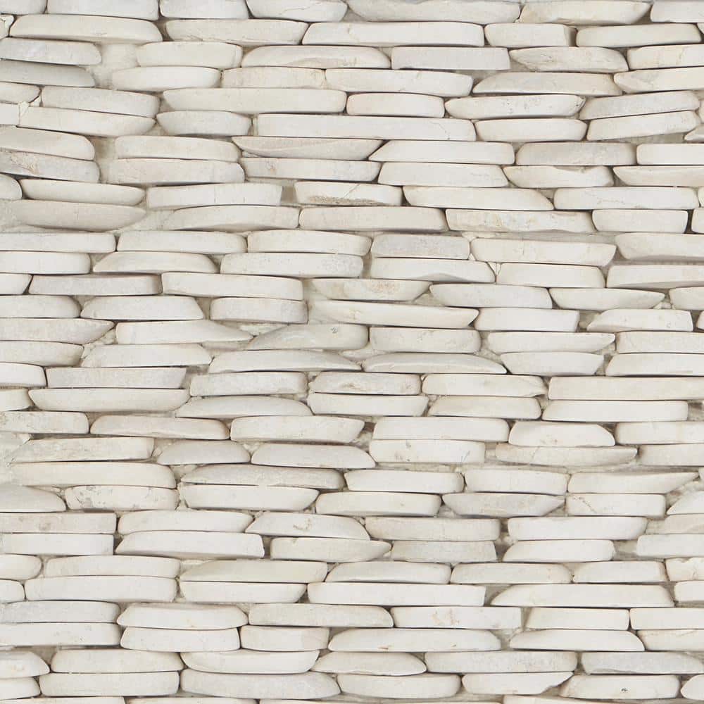 Natural White Slate Stacked Wall Mosaic Tile